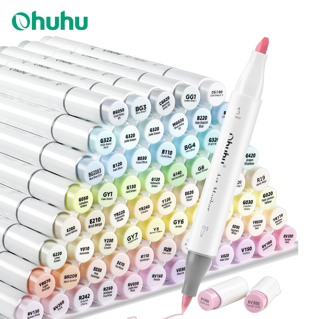 

Ohuhu Honolulu 96 Pastel Colors Marker Pen Set Alcohol Art Markers Refillable Dual Tips Sketching Drawing Manga School Supplies
