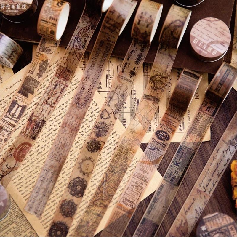 

Journamm 18.5mm*2m Retro Washi Tapes for Junk Journal DIY Scrapbooking Creative Stationery Decor Diary Marking Adhesive Tapes