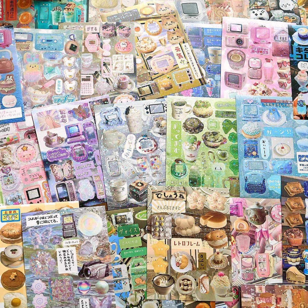 

45PCS Scrapbook Decorative Stickers Book Journal Falling Dream Series Sticker Book Comic Food Memo Pads Material Stickers