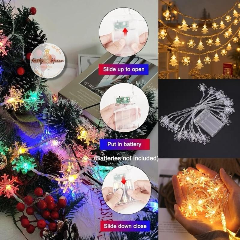 6782 Lampu Tumblr LED Snowflake Battery / Lampu LED Pohon Natal 3 Meter