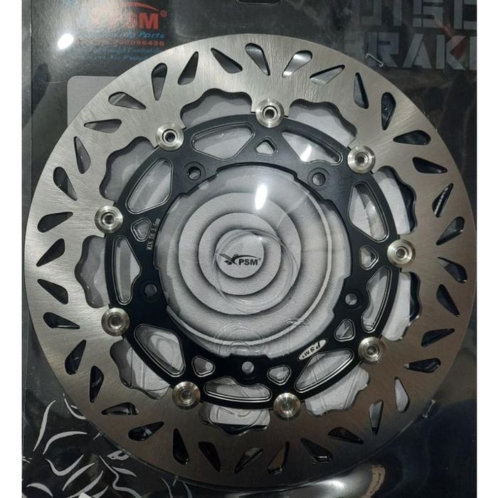 cakram psm floating full cnc/titanium 320mm non braket motor R25,mt25, - Hitam, 320mm