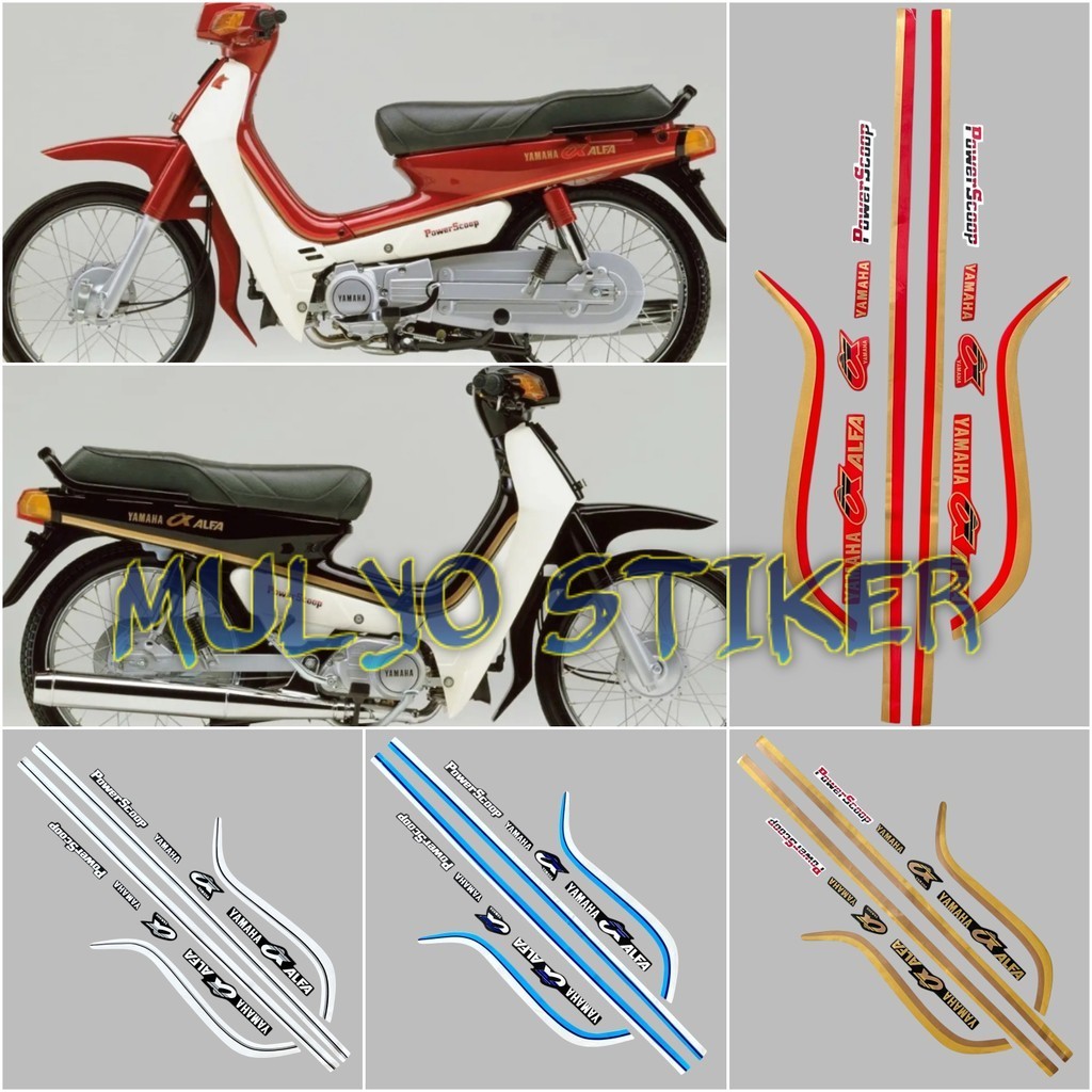 STRIPING STICKER Yamaha v100/Alfa Alfa 100 power scoop 1988 Fullset Berkualitas