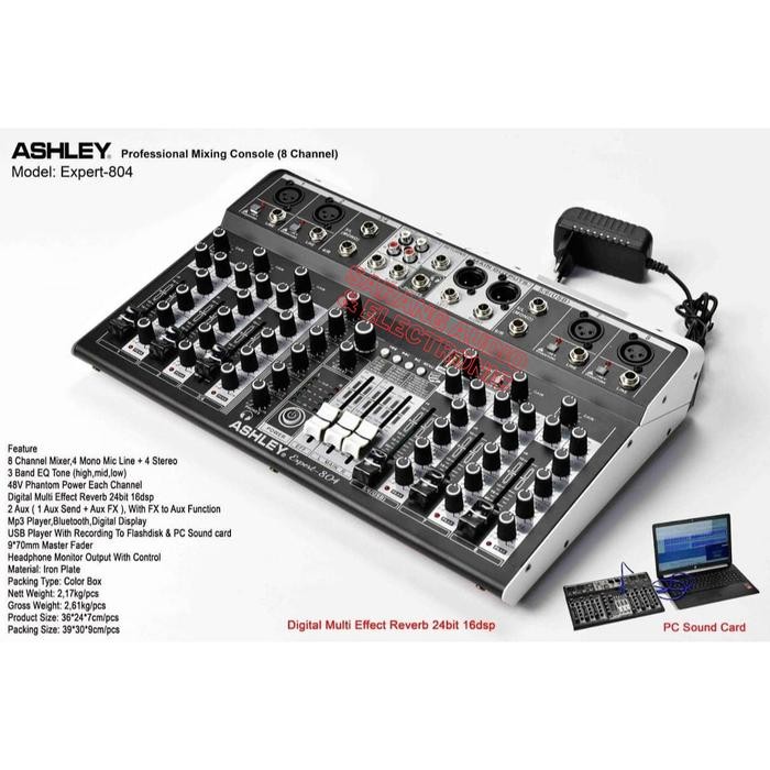 Mixer Ashley Expert 804 Original 8 Channel Bluetooth - USB Soundcard