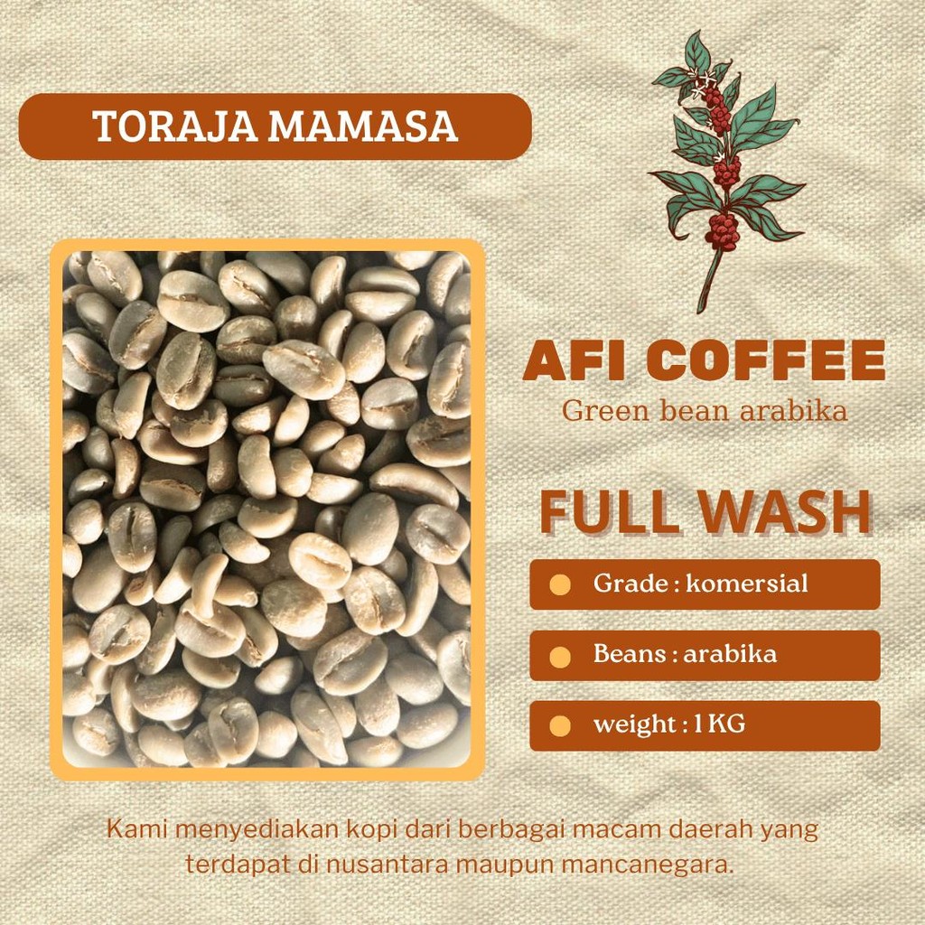 Green bean arabika Toraja mamasa full wash grade1 | biji kopi mentah