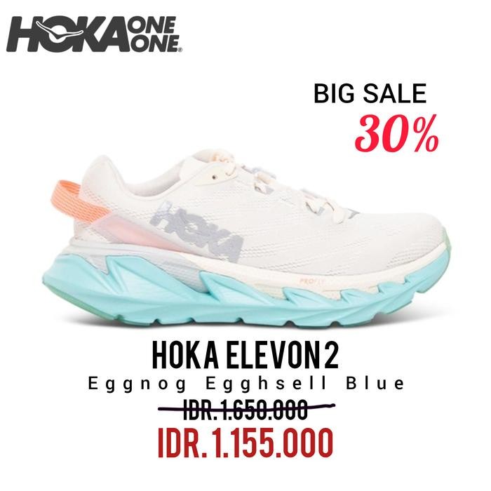 SEPATU RUNNING HOKA ELEVON 2 EGGNOG EGGHSELL BLUE WOMEN 100% ORIGINAL BNIB / SEPATU SNEAKERS PRIA DA