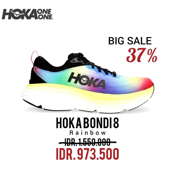 SEPATU RUNNING HOKA BONDI 8 RAINBOW WOMEN RUNNING 100% ORIGINAL BNIB / SEPATU SNEAKERS PRIA DAN WANI