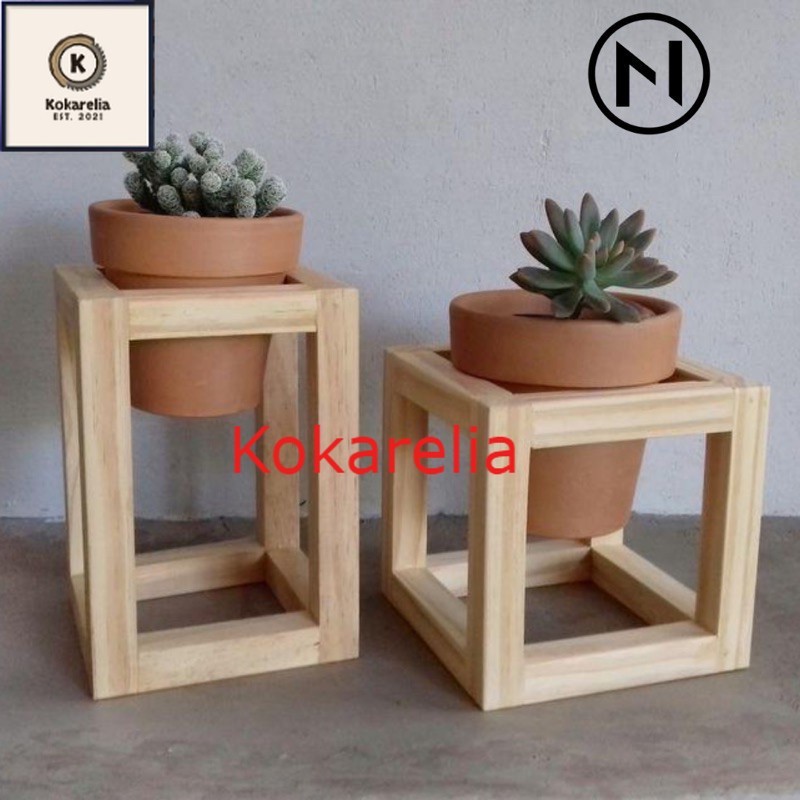 Nanhayu Sapota - Standing Pot Tanaman Bunga Menggantung Kayu Minimalis