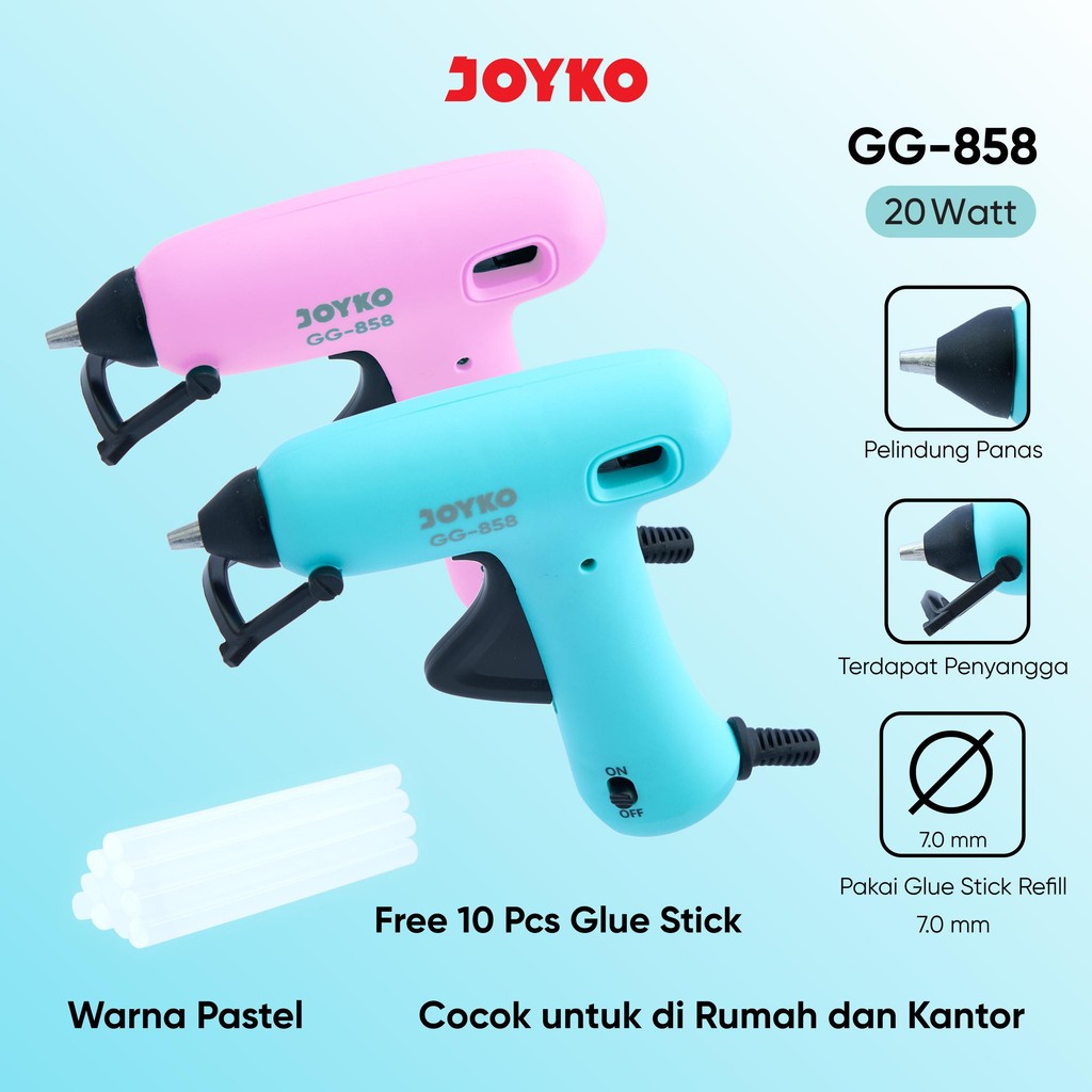 

JOYKO Glue Gun Lem Tembak GG-858 Pastel Color 20 Watt with Glue Stick Refill