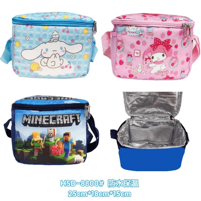 HSD Lunch Bag Motif Cinnamoroll Melody Minecraft 8800 Insulated Lunch Bag