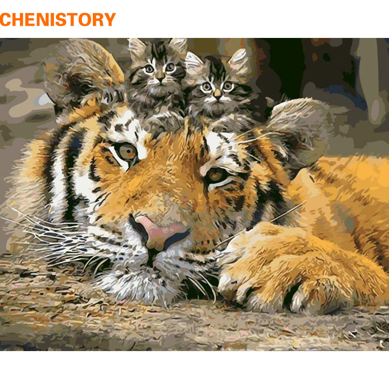 

CHENISTORY Animals DIY Painting By Numbers Tiger Cat Paint By Numbers Home Wall Art Picture Calligraphy Painting 40x50cm Artwork