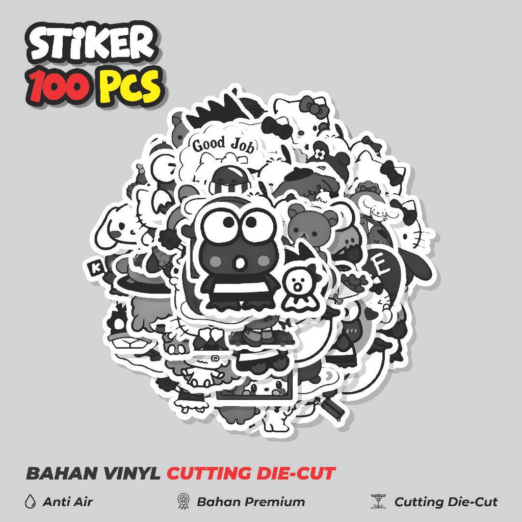 

Terbaru! 50 pcs Stiker Black and White Famous Cartoon Dekorasi Lucu Kreatif untuk Notebook, Skateboard, HP