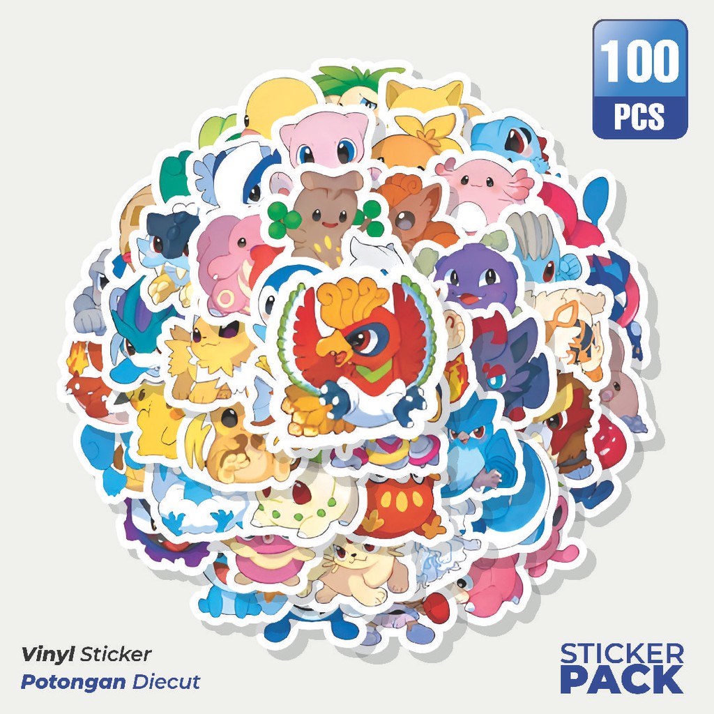

Stiker Vinyl Stiker Anime Pokemon Series Waterproof Aesthetic- Untuk Laptop, Motor, dan Helm - Paper Stationery Pack