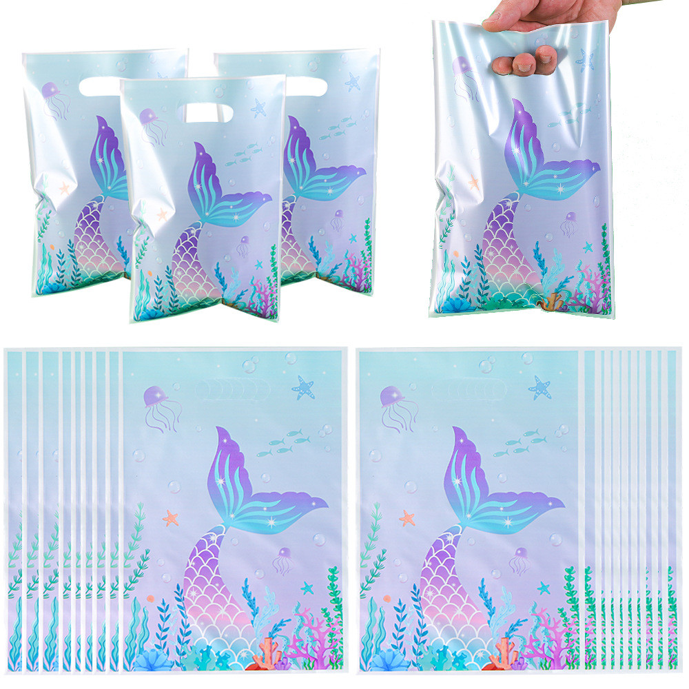 

10/30/50pcs Mermaid Theme Gift Bag Purple Blue Packaging Candy Bag For Girls Birthday Baby Shower Wedding Decoration Supplies