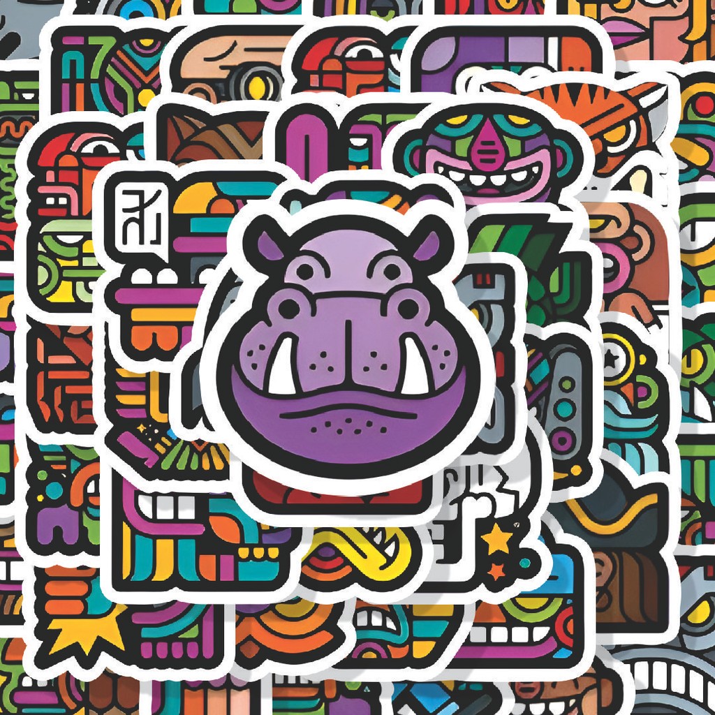 

100PCS Lucu Stiker Aztec Series Stiker Aesthetic Stiker Anti Air Stikers Berperekat Waterproof sticker decal buat Motor Helm Buku Journal Koper Casing HP Laptop Botol Minum Hadiah anak