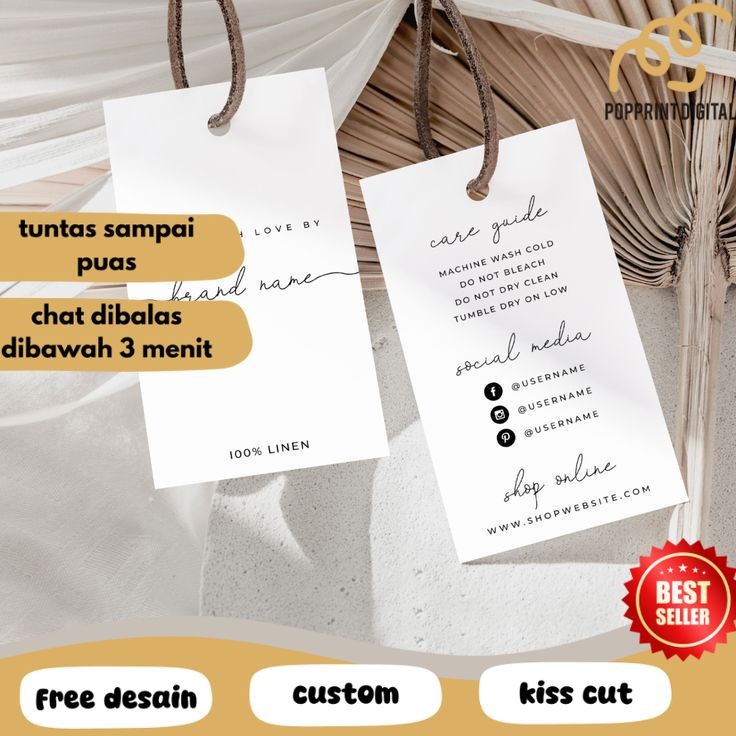 

PpD 4 2-7 Hang Tag Custom Label Baju Hangtag Hijab Jilbab Pakaian Thrift Per A3 Free Desain