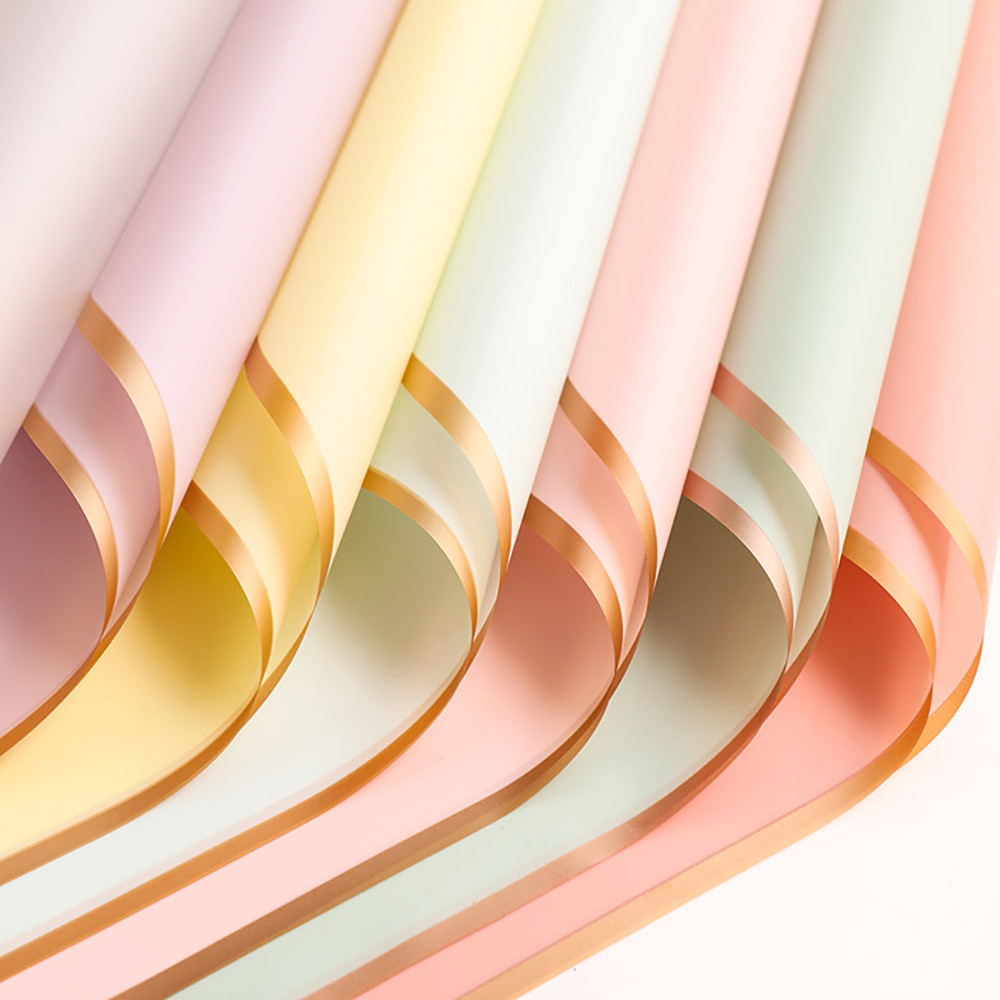 

10 Sheets Flower Wrapping Paper with Golden Edges, Waterproof Bouquet Packaging - Ideal for DIY Weddings & Birthdays