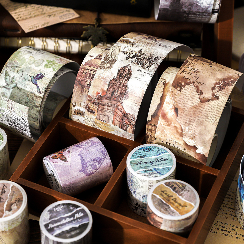 

Journamm 50mm*2m Vintage Washi Paper Tape Stickers Decor Junk Journal DIY Scrapbooking Collage Stationery Tapes