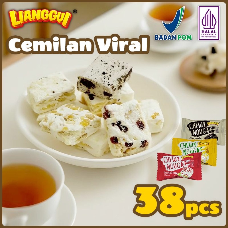 

[HALAL] Lianggui Enak Snack Nougat Chocolate/Nougat Cranberry/Nougat Mango Viral Cake Aneka Rasa Kue 68 GR Enak Cemilan