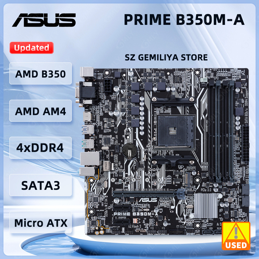 ASUS PRIME B350M-A Motherboard AMD B350 Socket AM4 DDR4 64GB Micro ATX PCI-E 3.0 support Ryzen 7 570
