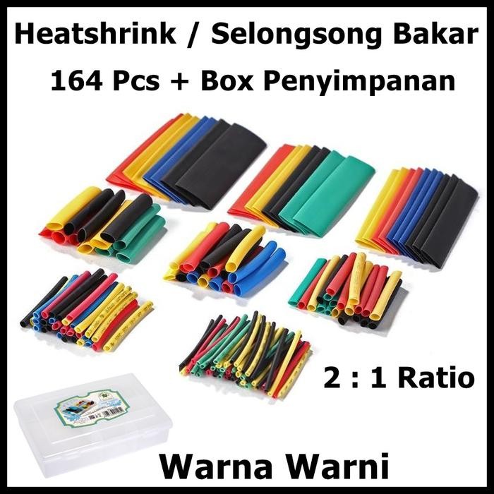 

MUMPUNG PROMO Heat Shrink Tube 164 Pcs Warna Warni Isolasi Bakar Selongsong Plus BOXTERLARIS