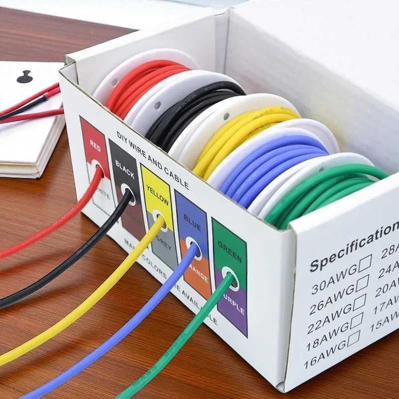 Kabel AWG22 Silicone Extra Soft Temperature Resistant Wire 10M, Fleksibel & Tahan Panas untuk Elektr