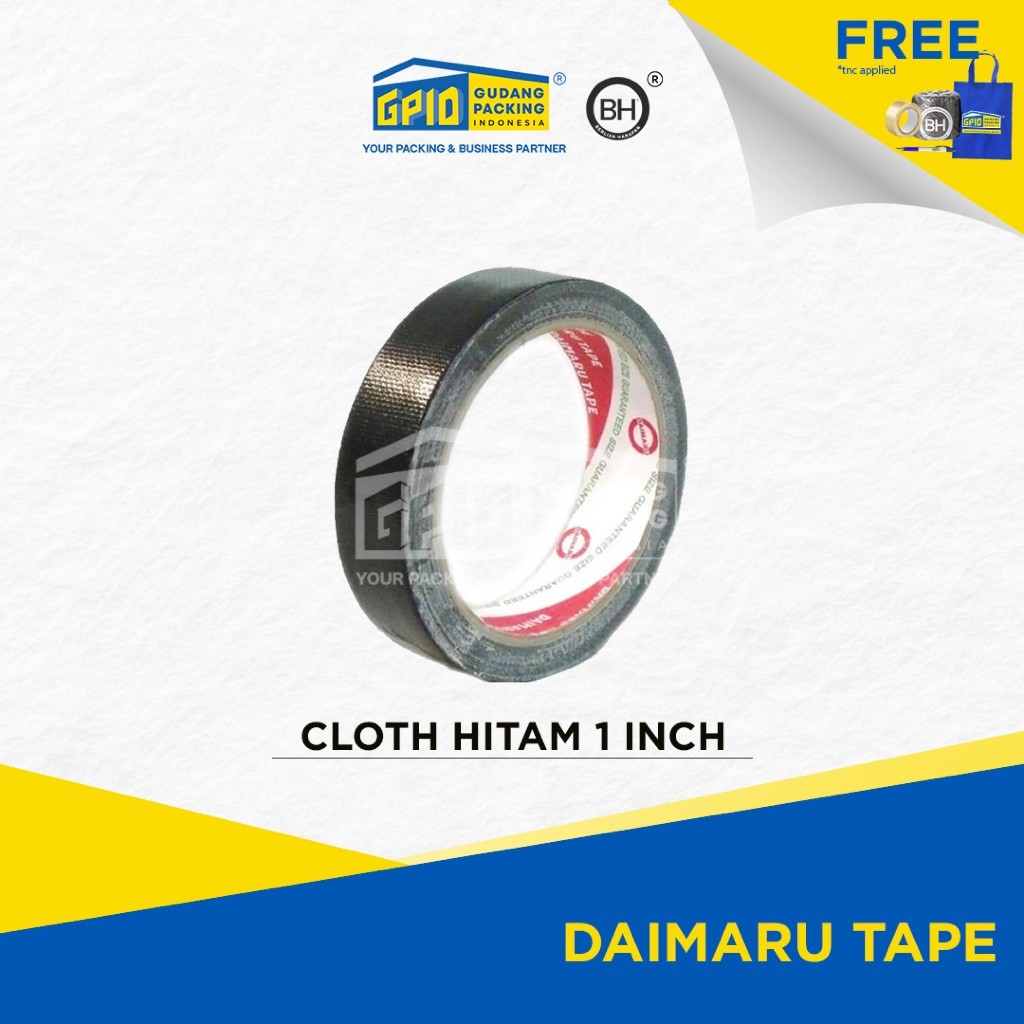 

DAIMARU - Lakban Kain Cloth Tape Hitam 1 inch / 24mm x 12 m