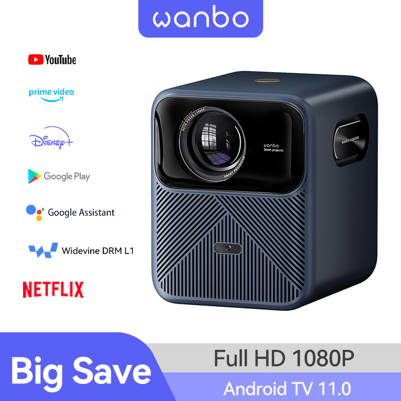 Wanbo Mozart 1 Pro Projector Android TV 11.0 Google Assistant Netflix 1080P DRM L1 Suppot 4K Beam Pr