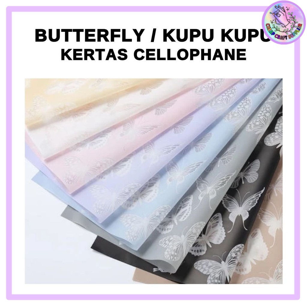 

(20 LEMBAR) BUTTERFLY KUPU KUPU - Flower Wrapping Cellophane / Kertas Buket Bunga Hand Bouquet