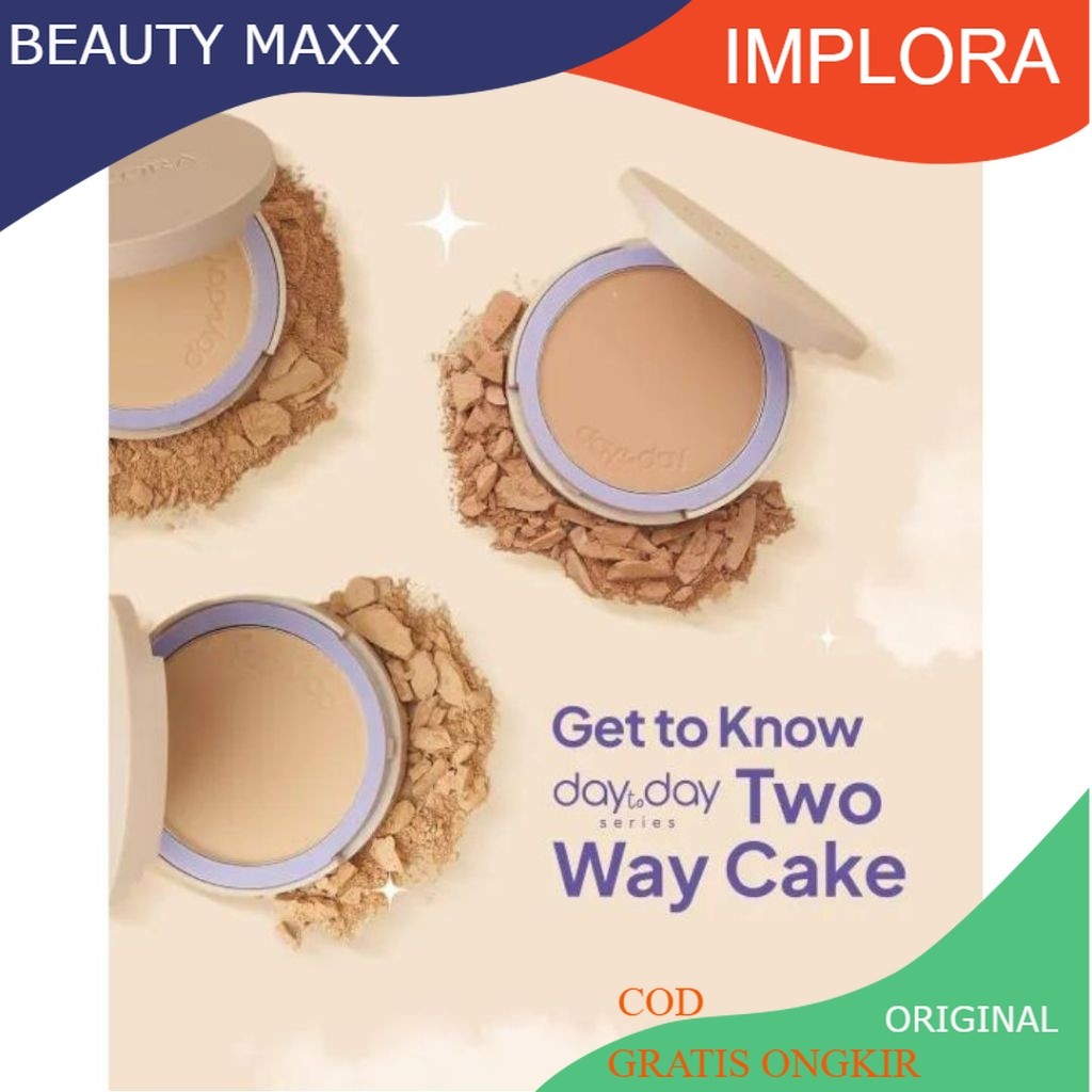 [refil] IMPLORA Day Two Day Series Two Way Cake | Bedak Padat IMPLORA | Bedak Padat