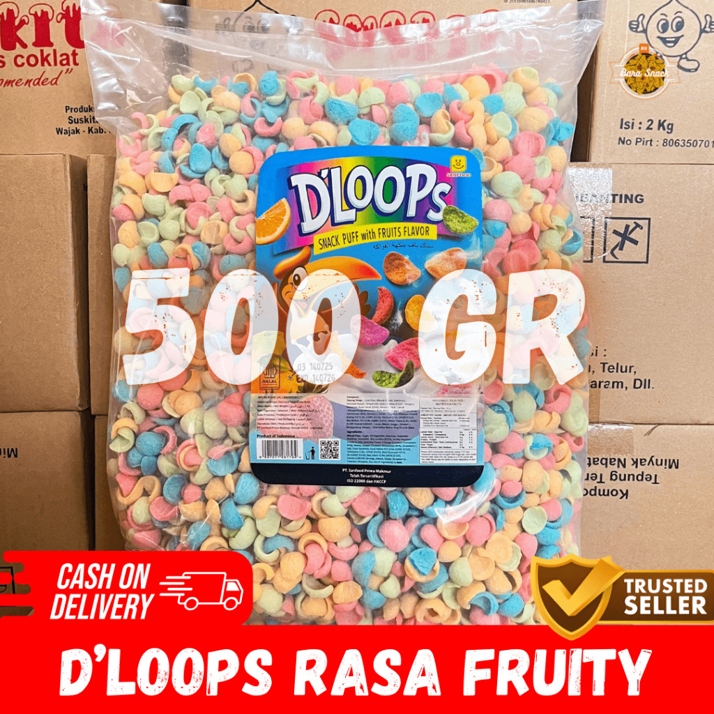

[ 500gr ] Dloops Fruits Chips / Sereal Rasa Buah Premium / Camilan Snack Kiloan Murah -B