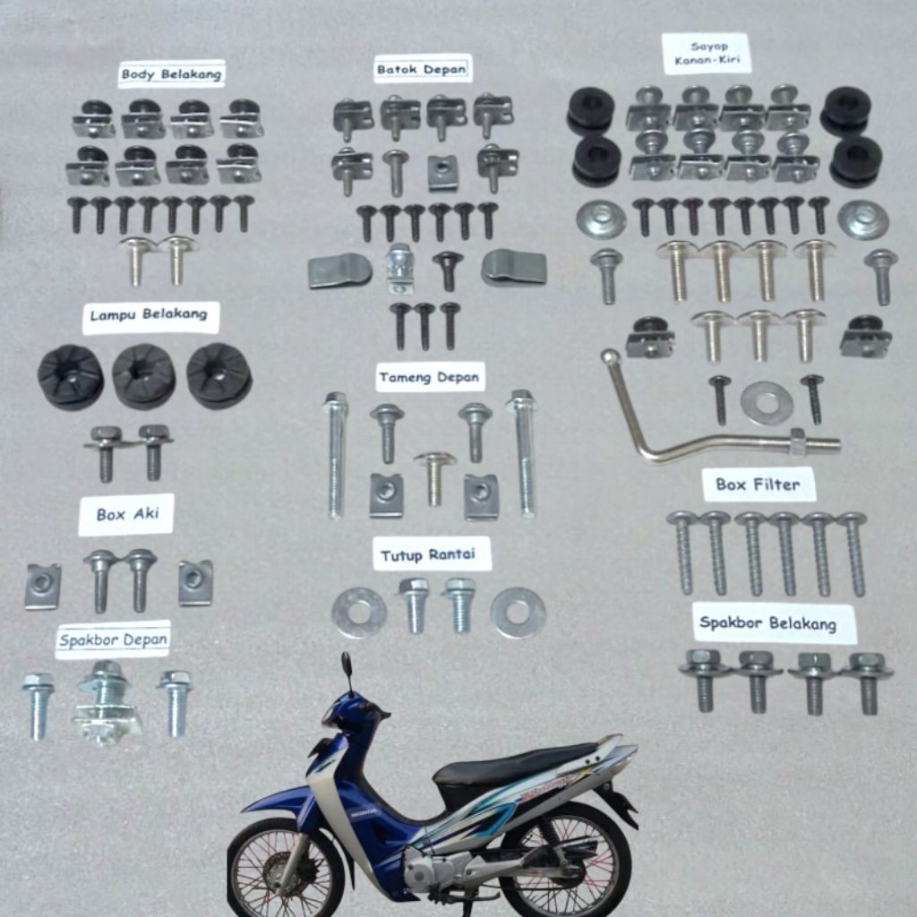 COD Baut Full Set Body Karisma 125 X D / Baut Full Body Honda Karisma 125 X D Lengkap - MURAH