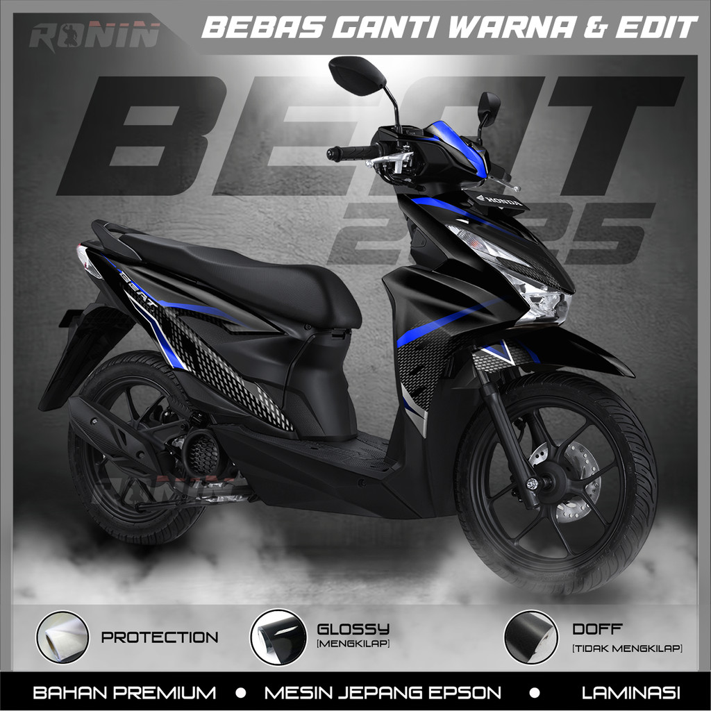 STICKER DECAL STIKER FULL BODY NEW BEAT DELUXE V2 BEAT 2025 MOTIF HALF BLUE (BISA CUSTOM)