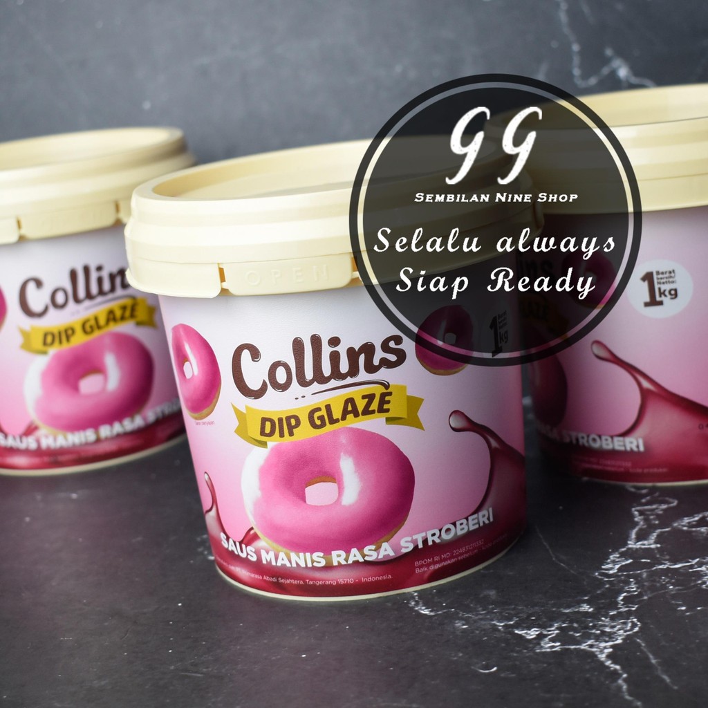 

Collins STRAWBERRY Dip Glaze 1 KG Glazing Stoberi Saus Manis Hiasan Topping Donat