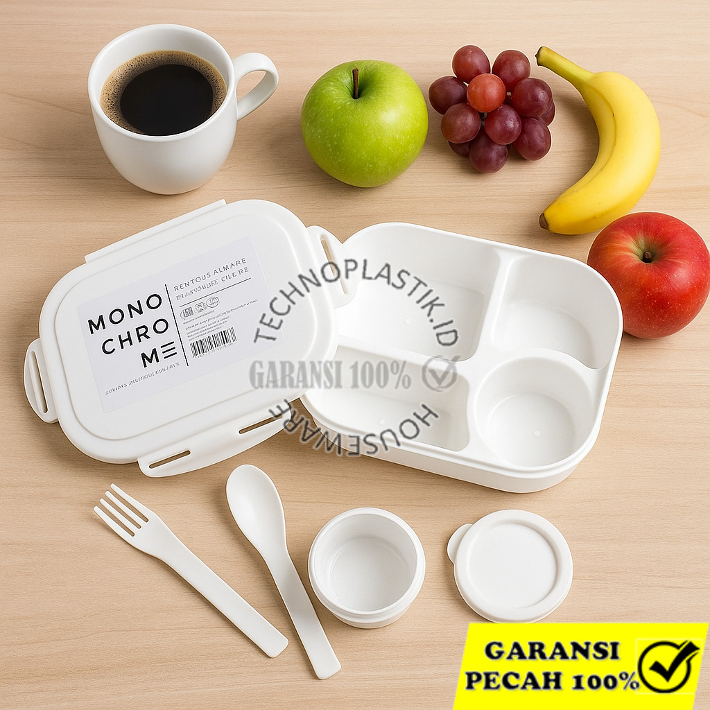 TECHNOPLAST Monochrome Bento Sealware / Kotak Bekal Dengan Wadah Sop Mini