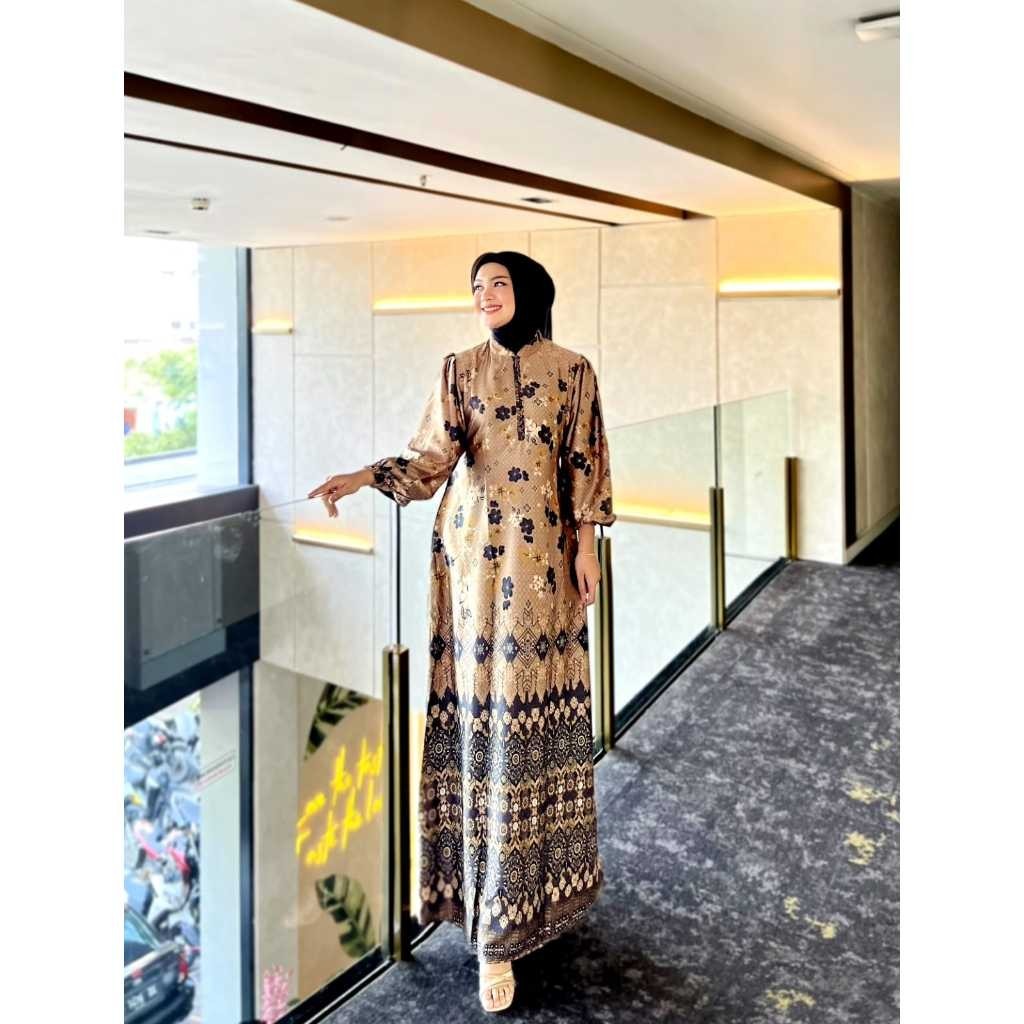 [BISA COD] RINJANI DRESS /GAMIS SILK PREMIUM MOTIF TERBARU WANITA MUSLIM BUNSUI JUMBO TERLARIS