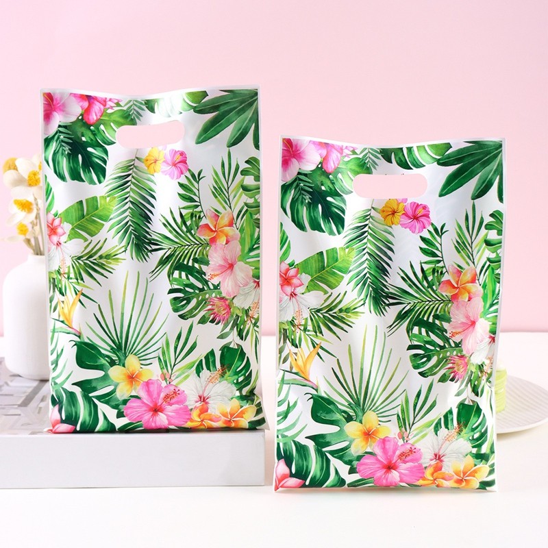 

10/20/50pcs Summer Hawaiian Floral Gift Bags Hawaii Luau Tropical Beach Party Favor Bags with Handle for Birthday Party Supplies
