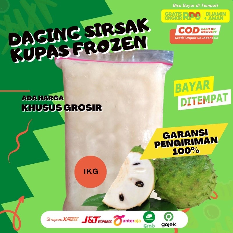 

{COD] PROMO! GROSIR DAGING SIRSAK KUPAS BEKU FROZEN SOURSOP 1KG BUAH SIRSAT TANPA BIJI asd