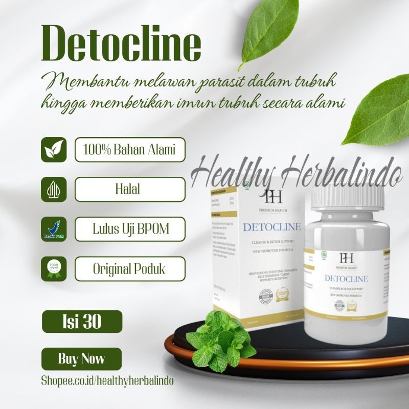 ( Terlaris) Detocline Obat Herbal Penghilang Parasit Resmi BPOM ( 30 kapsul)