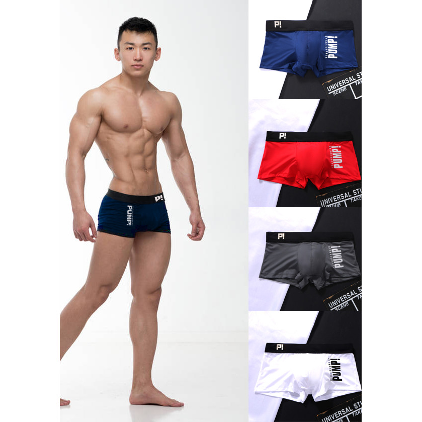 Boxer Pria Nylon Spandex Men Underwear PUMP
