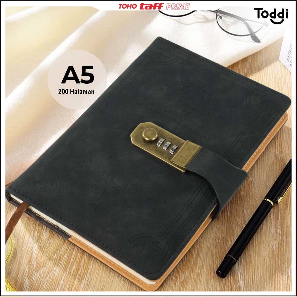 

Toddi Buku Jurnal Leather Diary A5 68GSM 200 Halaman Grid with Lock - TD100