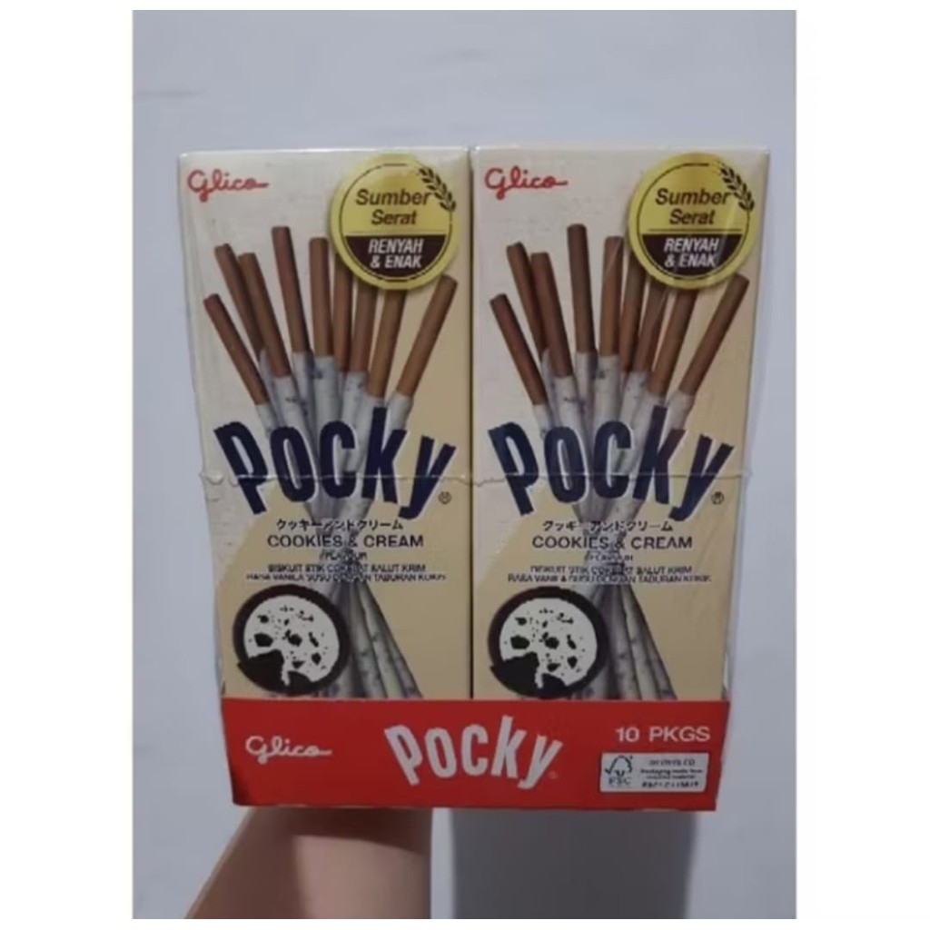 

GLICO POCKY MINI 20GR COOKIES & CREAM - BISKUIT STIK COKELAT SALUT KRIM VANILA SUSU