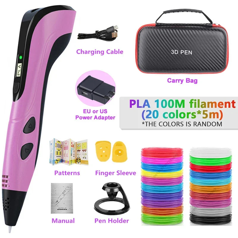 

3D printing pen DIY Pens 3D Pen for Children Kids Creative Child's Birthday Gift with PLA Filament Portable Travel Case New