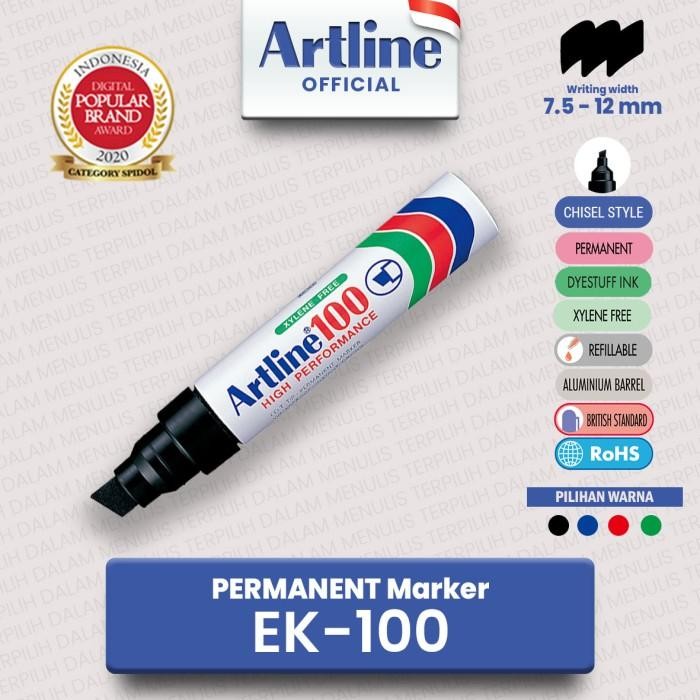 

ARTLINE Spidol Permanent Marker EK-100 / EK 100 Cocok Untuk Penggunaan Industri dan Logistik Logistic Cargo Dalam Penulisan Pada Karton / Kardus - Hitam