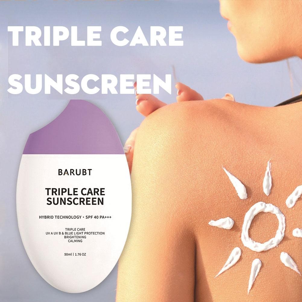 【TERSEDIA&COD】Triple Care Sunscreen SPF Sunblock Wajah Ringan Tidak Berminyak Melembapkan & Mencerah