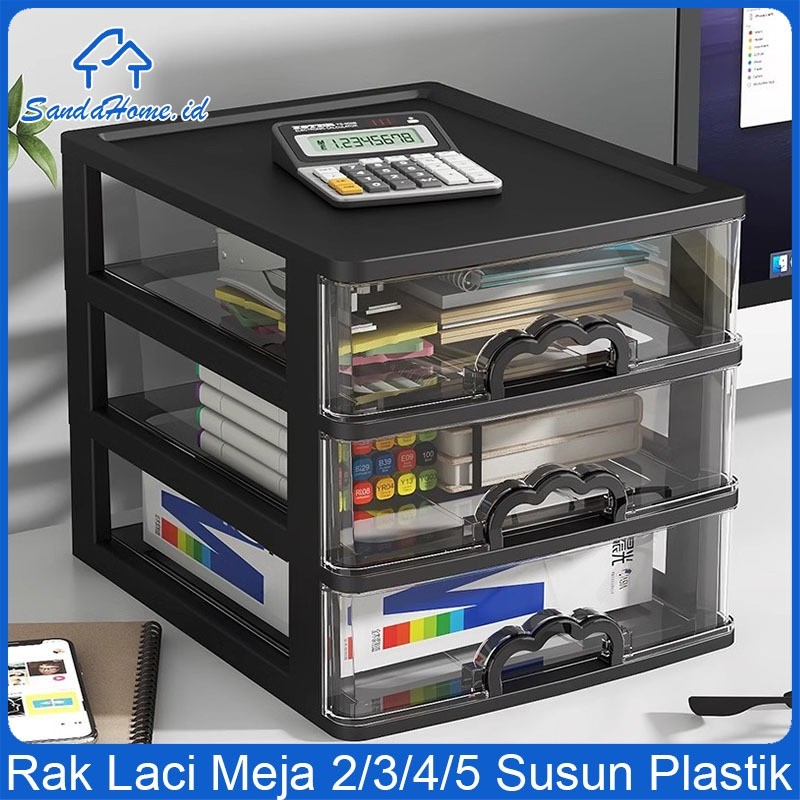 [Ready Stock] Rak Laci Meja 4 Susun Plastik Rak Desk Organizer Besar Laci Container Kertas A4 Rak Me