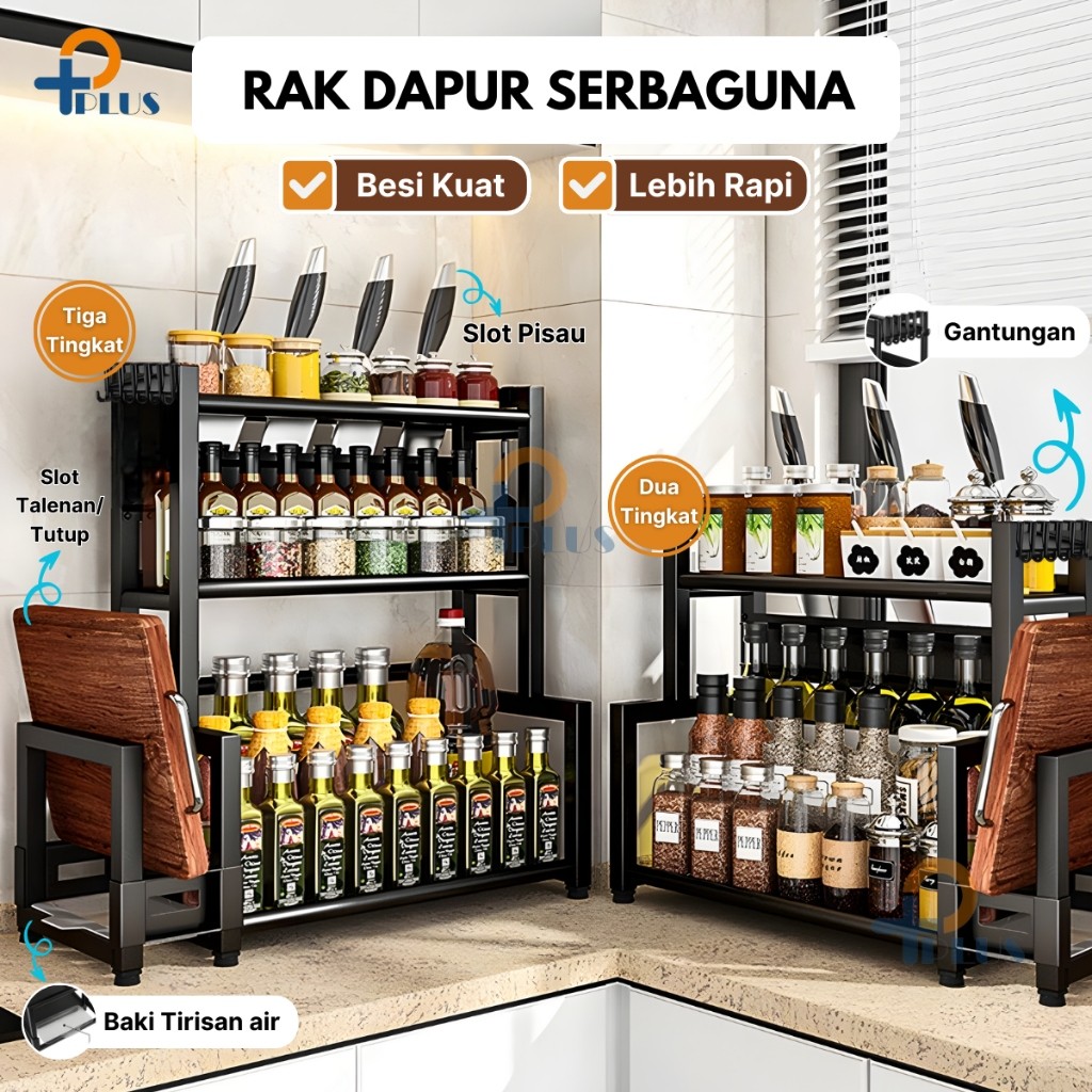 

PPLUS Rak Bumbu Dapur Stainless Steel Rak Bumbu Rak Dapur Serbaguna Rak Botol Bumbu