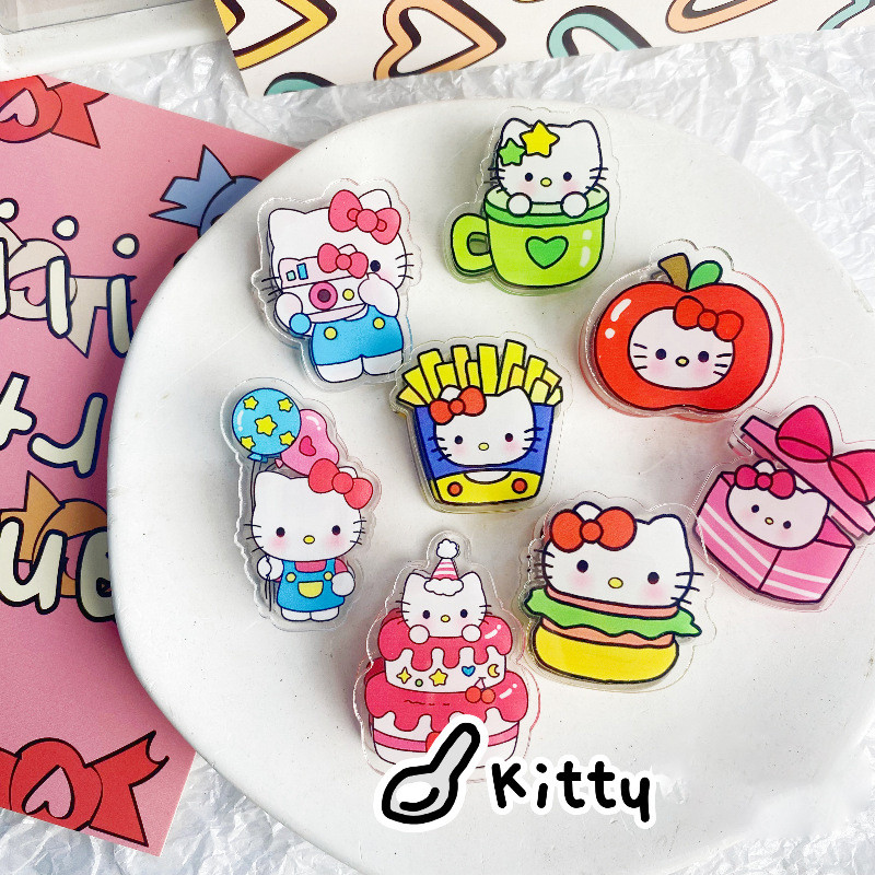 

5pcs Kawaii Cartoon Hello Kitty Acrylic Binding Clip Student School File Paper Clip Office Stationery Supplies Binding Storage