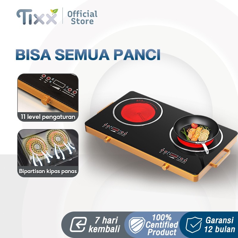 TIXX Kompor Listrik Low Watt 2 Tungku Double Ceramic Stove Kompor Keramik Listrik