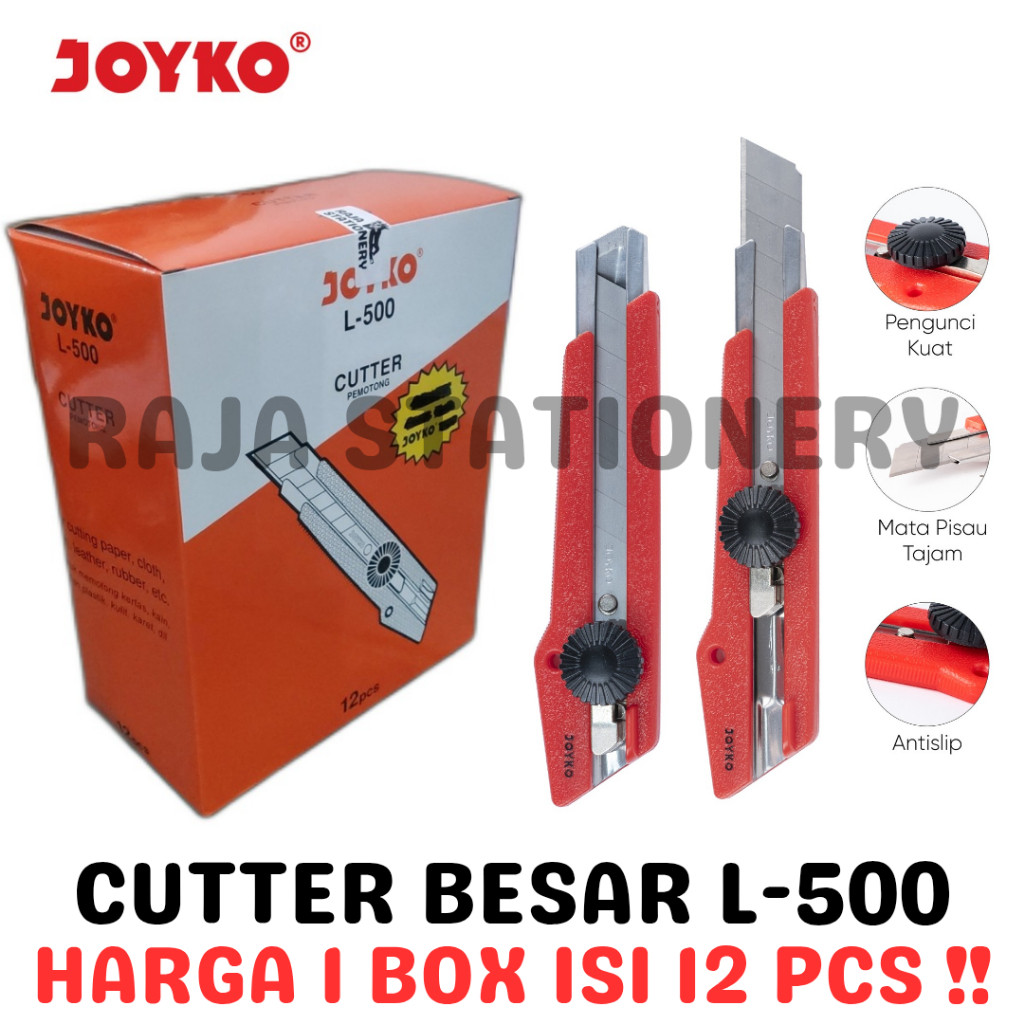 

JOYKO CUTTER BESAR PISAU POTONG PEMOTONG KERTAS SILET L-500 [12PCS]