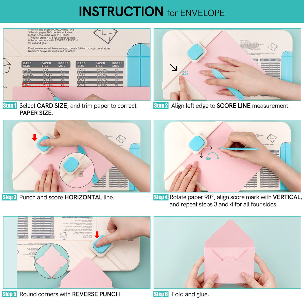 

3-in-1 Punch Board for Envelopes Gift Boxes Bows with Indentation Pen for Creating Custom Envelopes, Bows, and Gift Boxes
